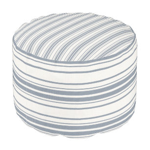 Charm French Farmhouse Blue and white Striped Pouf