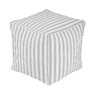 Charm French Farmhouse Blue and white Striped Pouf