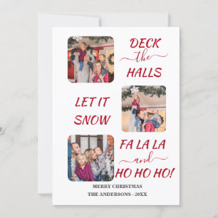 Charm Fun Colourful Three Photos Christmas Holiday Card