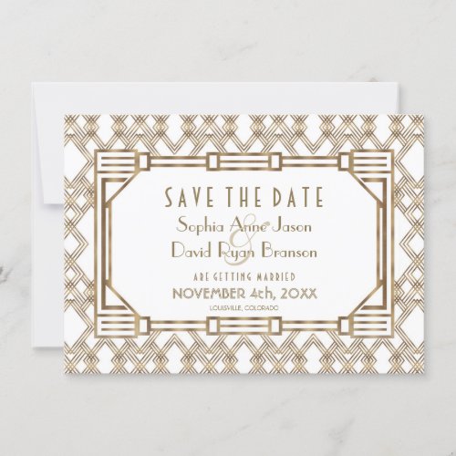 Charm Gold Black Great Gatsby 1920s Save The Date