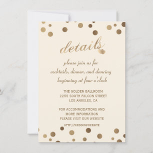 Charm Gold Confetti Champagne Wedding Details Invitation