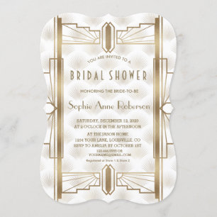 Charm Gold Great Gatsby Art Deco Bridal Shower Invitation