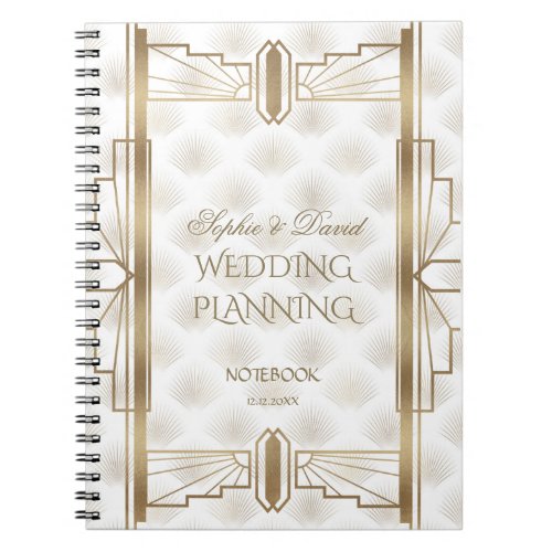 Charm Gold Great Gatsby Art Deco Wedding Planner Notebook