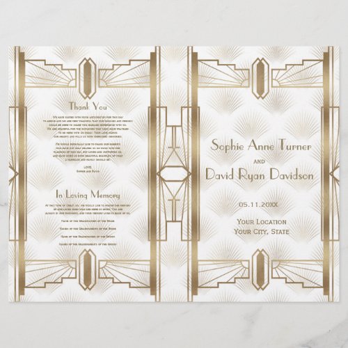 Charm Gold Great Gatsby Art Deco Wedding  Program