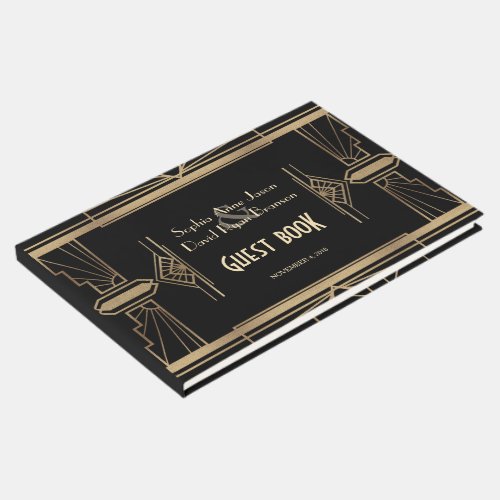 Charm Gold Roaring 20s Great Gatsby 1920s Wedding Guest Book