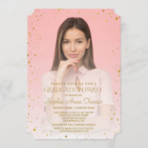 Charm Gold Sparkle Confetti Photo Graduation Party