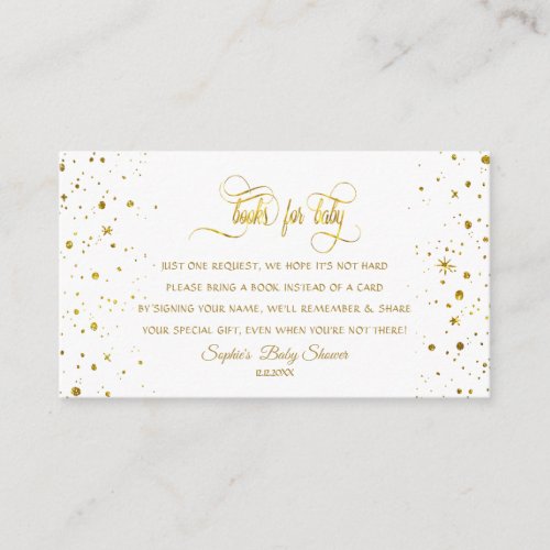 Charm Gold Starry Night Baby Shower Book For Baby Enclosure Card