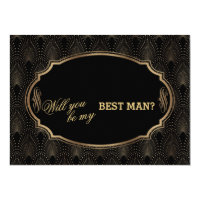 Charm Great Gatsby Art Deco Wedding BEST MAN Card