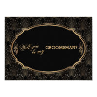 Charm Great Gatsby Art Deco Wedding GROOMSMAN Card