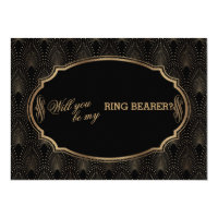 Charm Great Gatsby Art Deco Wedding Ring Bearer Card