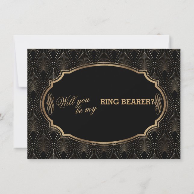 Charm Great Gatsby Art Deco Wedding Ring Bearer Invitation (Front)