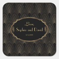Charm Great Gatsby Vintage 1920s Art Deco Wedding Square Sticker
