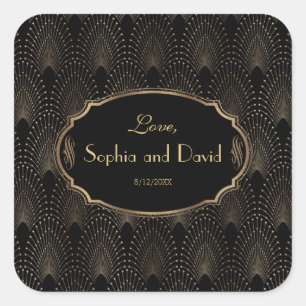 Charm Great Gatsby Vintage 1920s Art Deco Wedding Square Sticker