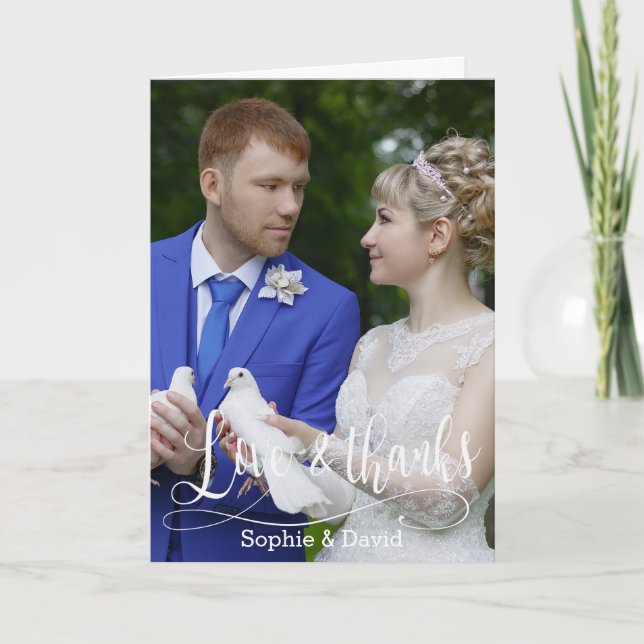 Charm Handwriting Wedding Photo Thank You Script. (Front)