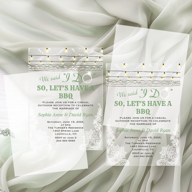 Charm Lace String Lights After I Do BBQ Acrylic Invitations (Creator Uploaded)