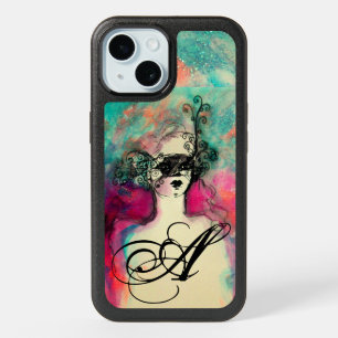 CHARM /Lady With Mask Monogram Pink Teal Green iPhone 15 Case