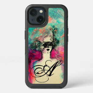 CHARM /Lady With Mask Monogram Pink Teal Green iPhone 13 Case