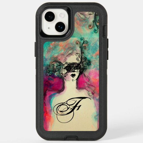 CHARM Lady With Mask Monogram Pink Teal Green  OtterBox iPhone 14 Plus Case