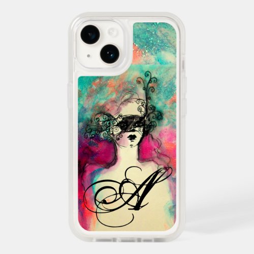 CHARM Lady With Mask Monogram Pink Teal Green OtterBox iPhone 14 Case