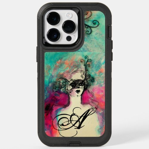 CHARM Lady With Mask Monogram Pink Teal Green OtterBox iPhone 14 Pro Max Case