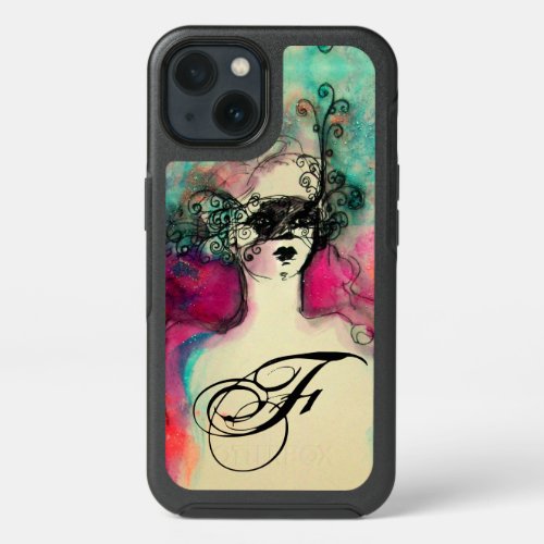 CHARM Lady With Mask Monogram Pink Teal Green  iPhone 13 Case