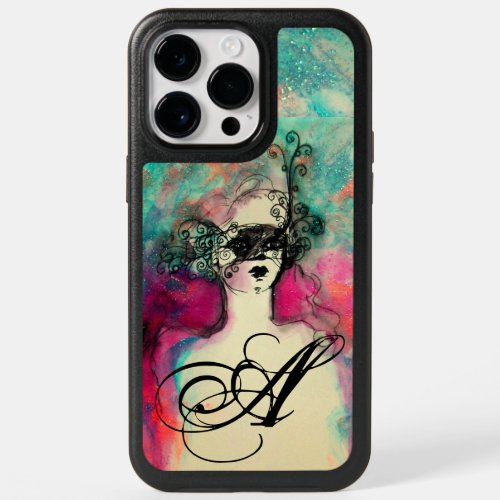 CHARM Lady With Mask Monogram Pink Teal Green OtterBox iPhone 14 Pro Max Case