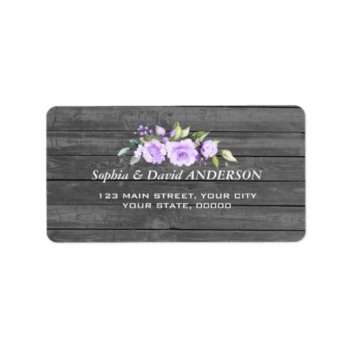 Charm Lavender Floral Barn Wood  Wedding Label