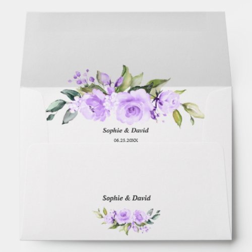 Charm Lavender Flowers Wedding Return Address Envelope