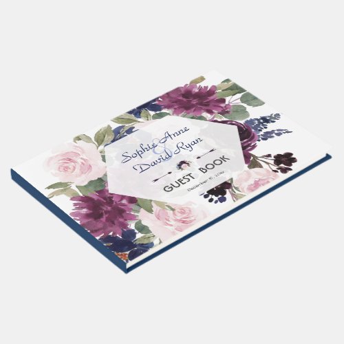 Charm Lavender Purple Floral Bloom Wedding Guest Book