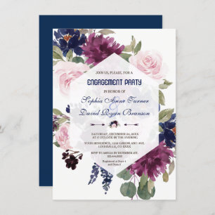 Charm Lavender Purple Floral Engagement Party Invitation