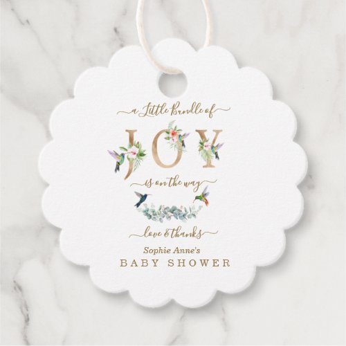 Charm Little Bundle Of Joy Hummingbird Baby Shower Favor Tags