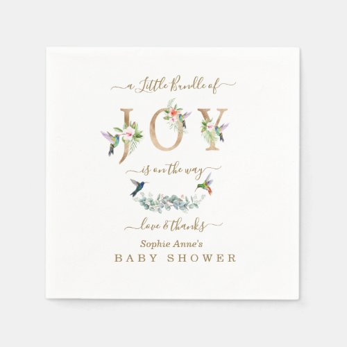 Charm Little Bundle Of Joy Hummingbird Baby Shower Napkins