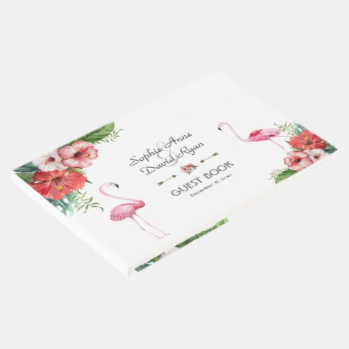 Charm Luau Flamingo Tropical Floral Wedding Guest Book