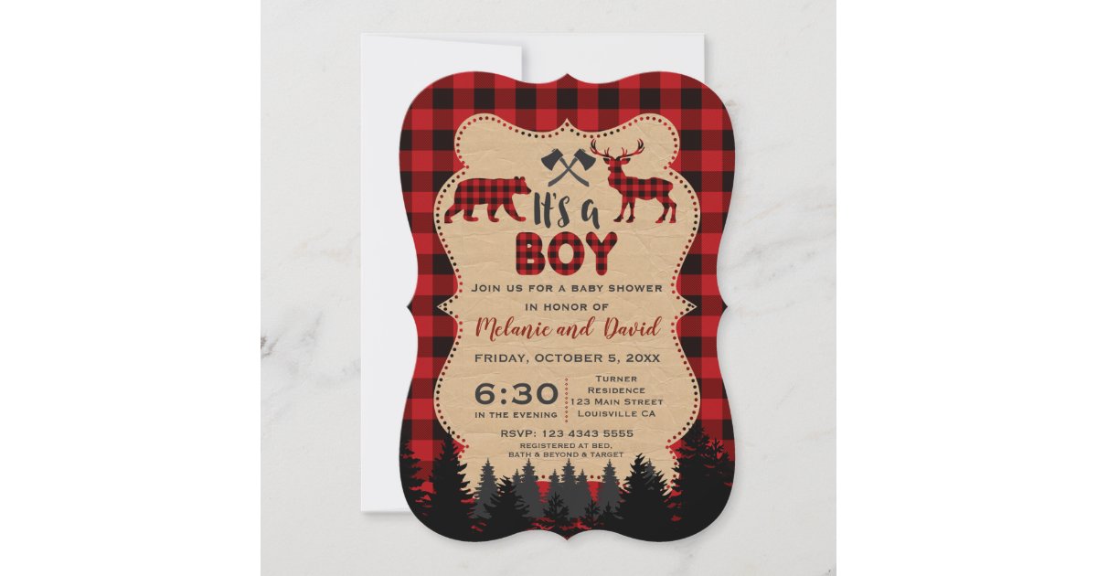 Charm Lumberjack Little Hunter Baby Shower Invitation | Zazzle