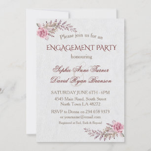 Charm Marsala Maroon Floral Engagement Party Invitation