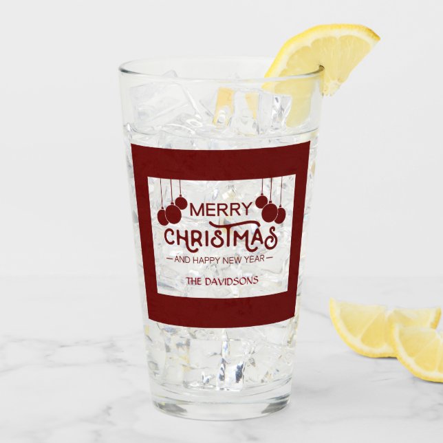 Charm Merry Christmas and Happy New Year Monogram Glass (Back Ice)
