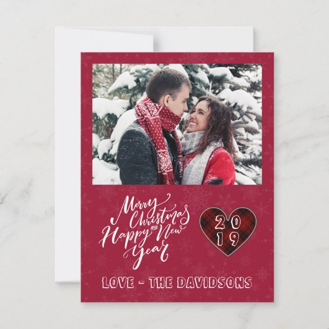 Charm Merry Christmas Happy New Year Pine Photo Holiday Card (Front)