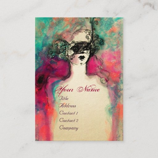 Customizable CHARM MONOGRAM / Elegant Venetian Masquerade Mask Business Card Templates