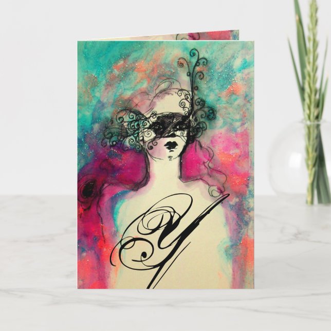 CHARM MONOGRAM / Happy New Year Celebration Holiday Card (Front)