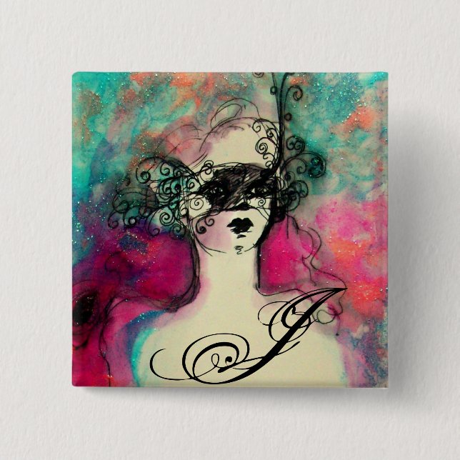 CHARM MONOGRAM / Mysterious Beauty with Mask Button (Front)