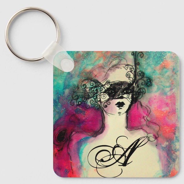 CHARM MONOGRAM / Mysterious Beauty with Mask Keychain (Front)