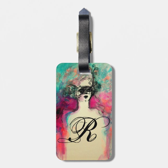 CHARM MONOGRAM / Mysterious Beauty with Mask Luggage Tag (Back Vertical)