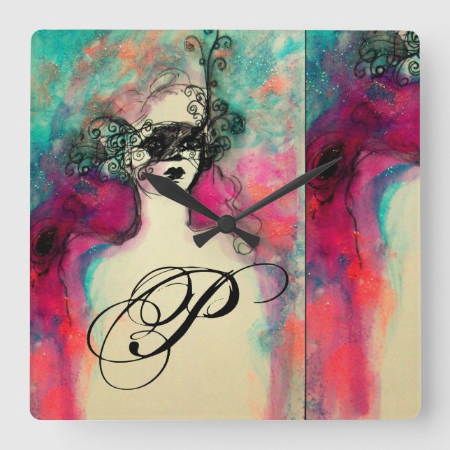 CHARM MONOGRAM SQUARE WALL CLOCK (Front)