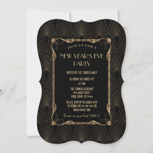 Charm Old Hollywood Great Gatsby New Year Party Invitation