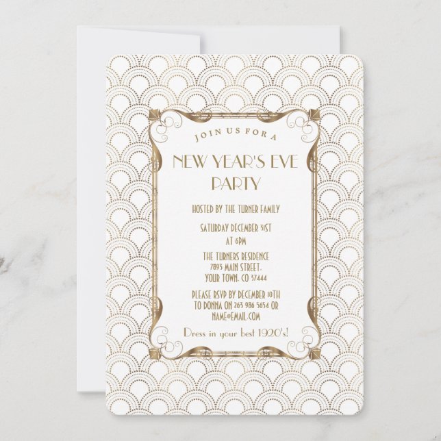 Charm Old Hollywood Great Gatsby New Year Party Invitation (Front)
