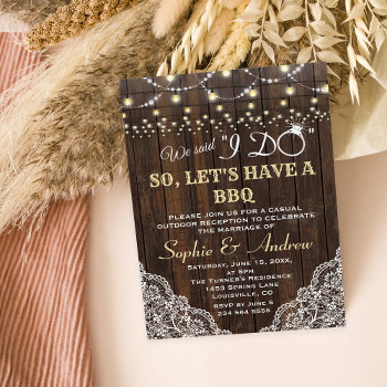 Charm Old Wood Lace String Lights After I Do Bbq Invitation by Go4Wedding at Zazzle