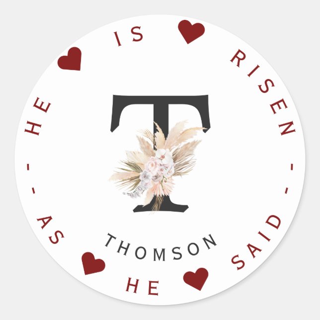 Charm Pampas Grass Floral Monogram Address Label (Front)