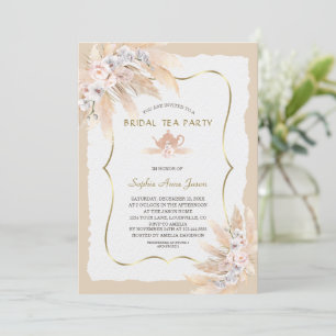 Charm Pampas Grass Orchid Roses Bridal Tea Party Invitation
