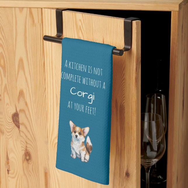 Charm Personality Adorable Playful Corgi-Themed  Kitchen Towel (Thirds Fold)