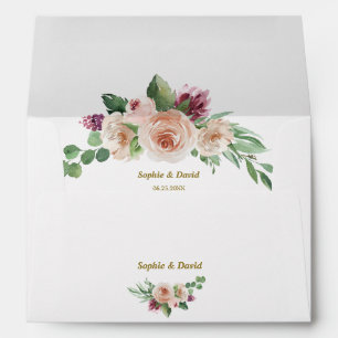 Charm Pink Champagne Floral Wedding Return Address Envelope